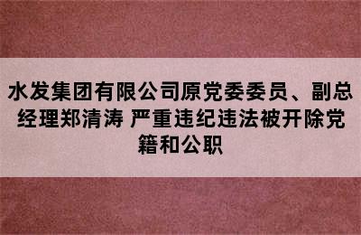 水发集团有限公司原党委委员、副总经理郑清涛 严重违纪违法被开除党籍和公职